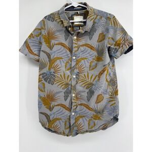 Cactus Boys Shirt Boys 11-12 Years Gray Hawaiian Floral Button Up Short Sleeve